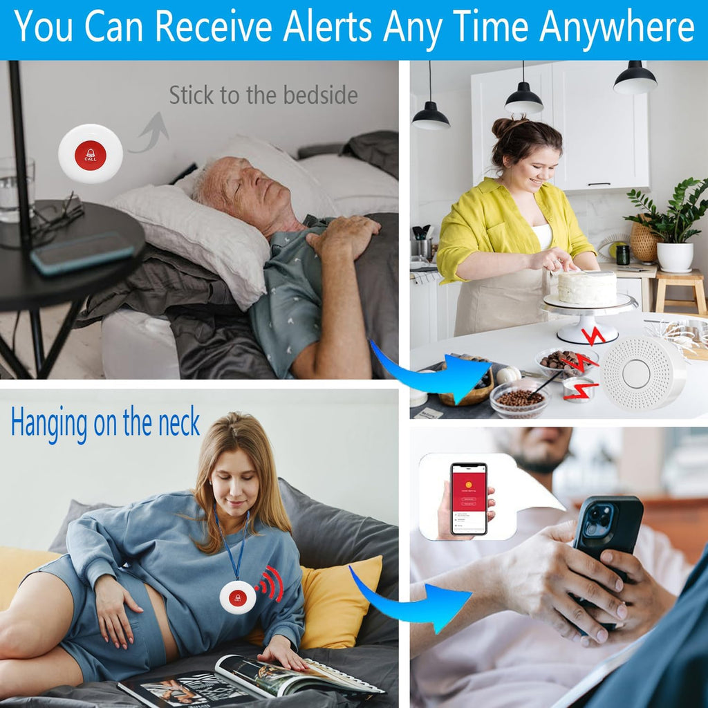 WiFi Caregiver Pager Call Button Wireless Nurse Alert Call Bell Emergency Alert Pager at Home for Elderly Patients