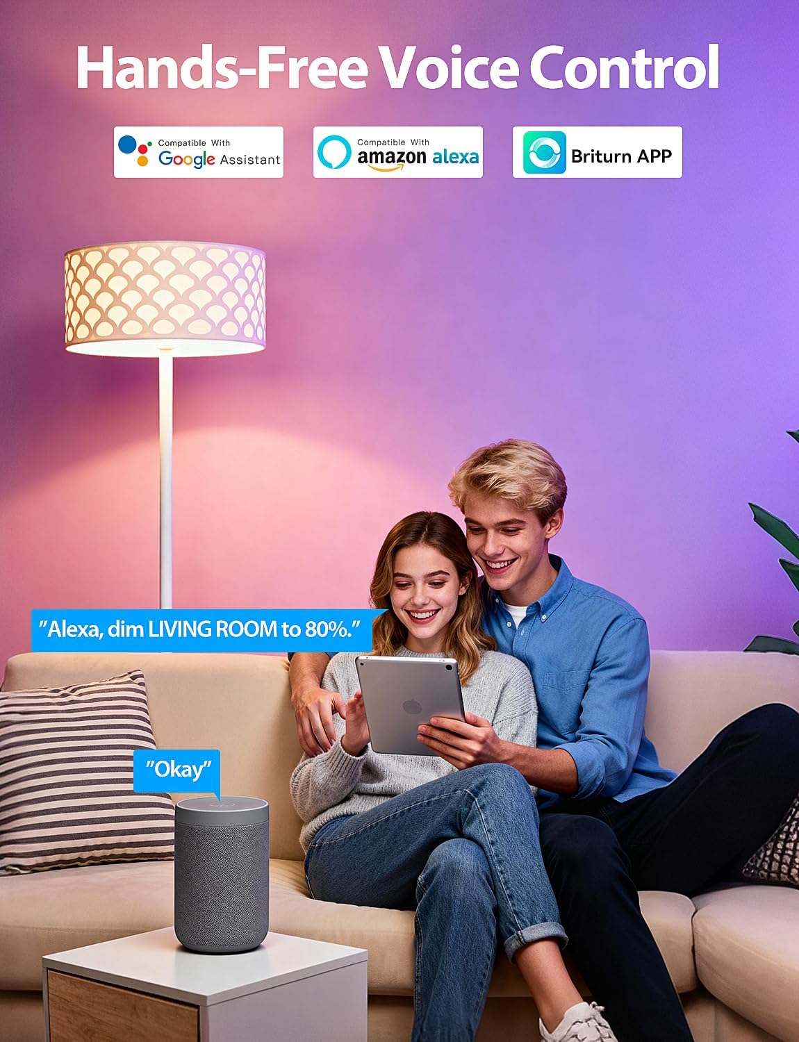LED Smart Light Bulbs, Color Changing Light Bulb 9W, Compatible with Alexa & Google Assistant, 2.4GHz Bluetooth WiFi Light Bulbs, 16 Million Colors RGBTW A19 60W Equivalent Bulb, 800LM, 1 Pack