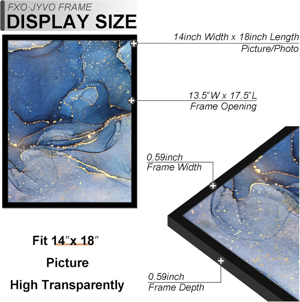 14x18 Picture Frame Set of 3, Black Frame for 14 x 18 Inch Picture Poster Photo, Light Weight and High Transparent 14 by 18 Frame for Wall - 3 Pack/Black/14 x18