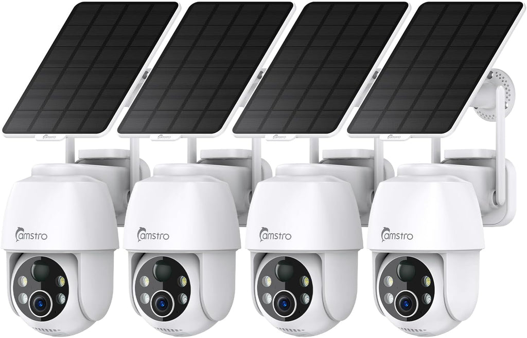Solar Security Cameras Wireless Outdoor, 2K WiFi 6 Battery Powered Cameras, 360° View, AI Motion Detection, Color Night Vision, Two-Way Talk, Cloud/Local Storage, 2.4Ghz Only, 4Pack