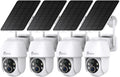 Solar Security Cameras Wireless Outdoor, 2K WiFi 6 Battery Powered Cameras, 360° View, AI Motion Detection, Color Night Vision, Two-Way Talk, Cloud/Local Storage, 2.4Ghz Only, 4Pack