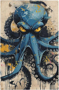 Light Switch Cover Plate Nautical Vintage Blue Octopus Yellow Eyes Oil Watercolor 1 Gang No Device Blank Electrical Wall Plates Faceplate Decorative Switch Plate for Kids room Nursery Decor
