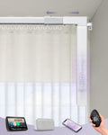 Graywind Retractable Smart Curtain Track Motorized Center-Opening Rail, Smart Curtains System Compatible with Alexa/Google Home (87-157inch)