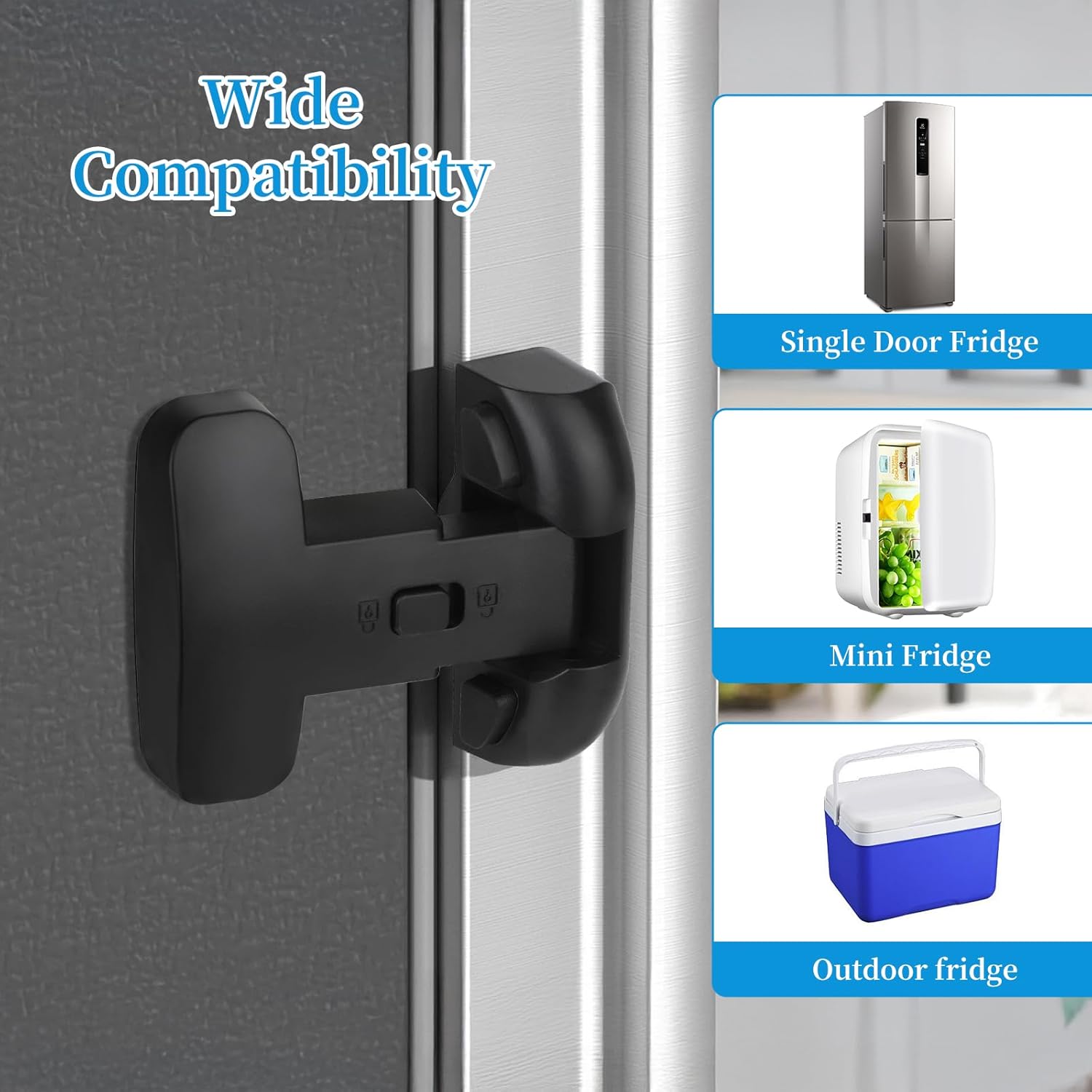 YCT Baby Proof Fridge Lock, Refrigerator Fridge Freezer Door Latch to Keep Closed, Automatically Lock While Closing The Door, Easy to Install (White 1PCS)