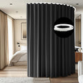 Room Divider Ceiling Mounted Curtains Track Sets Extra Wide Blackout Curtain Flexible Tracks for Bedroom Privacy Partition Separator, 1 Panel Black Drape and White Rail, W15 x H8ft