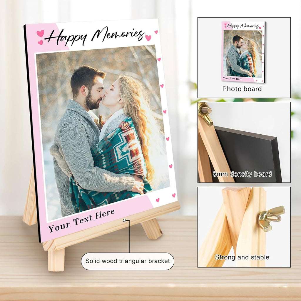 Custom Photo Frame with Stand, Personalized Picture Display, MDF and Wood Construction, Desktop Decor, Multiple Designs, Customizable Gift for Family and Friends