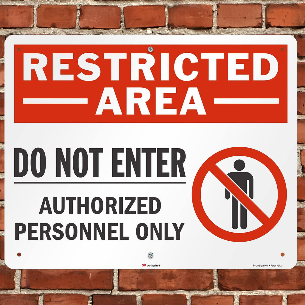 SmartSign 24" x 30" 'Restricted Area Do Not Enter, Authorized Personnel Only' Metal Sign with Symbol, 80 mil Aluminum, 3M Laminated Engineer Grade Reflective, Red, White and Black, USA-Made