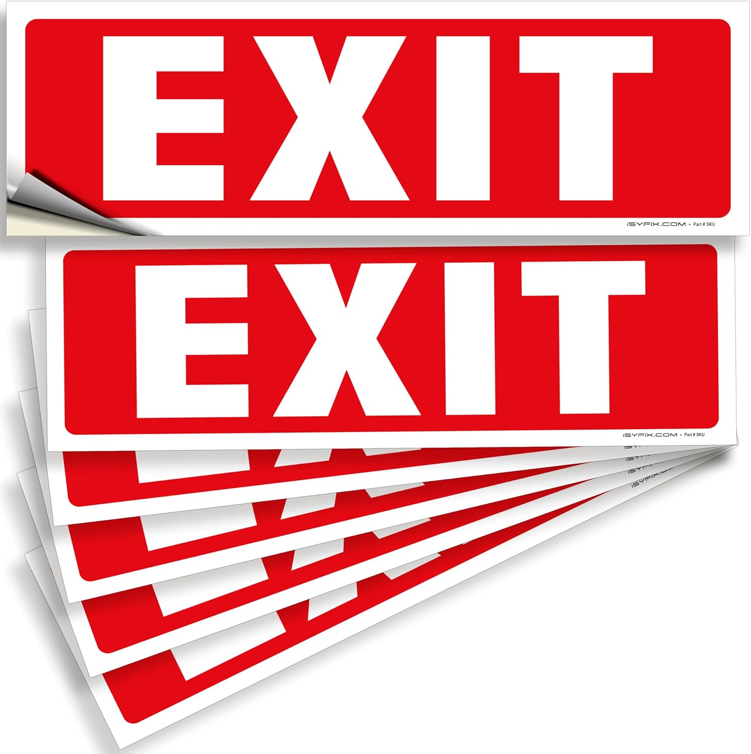 iSYFIX Exit Signs Stickers – 6 Pack 12x4 Inch – Premium Self-Adhesive Vinyl, Laminated for Ultimate UV, Weather, Scratch, Water and Fade Resistance, Indoor and Outdoor
