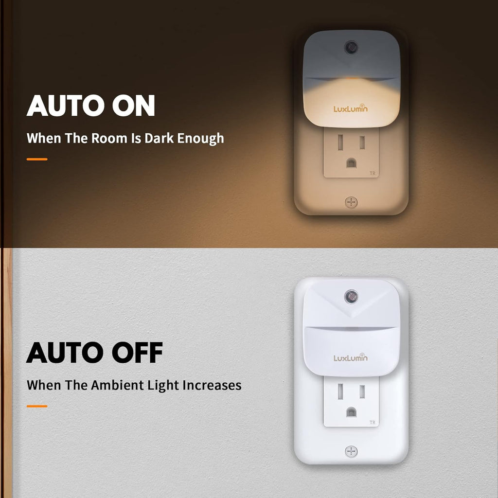 LED Night Light Plug into Wall with Smart Dusk to Dawn Sensor, Automatically Turn on and Off,Night Light for Kids,Bedroom,Bathroom,Stairs,Warm White, 4 Packs
