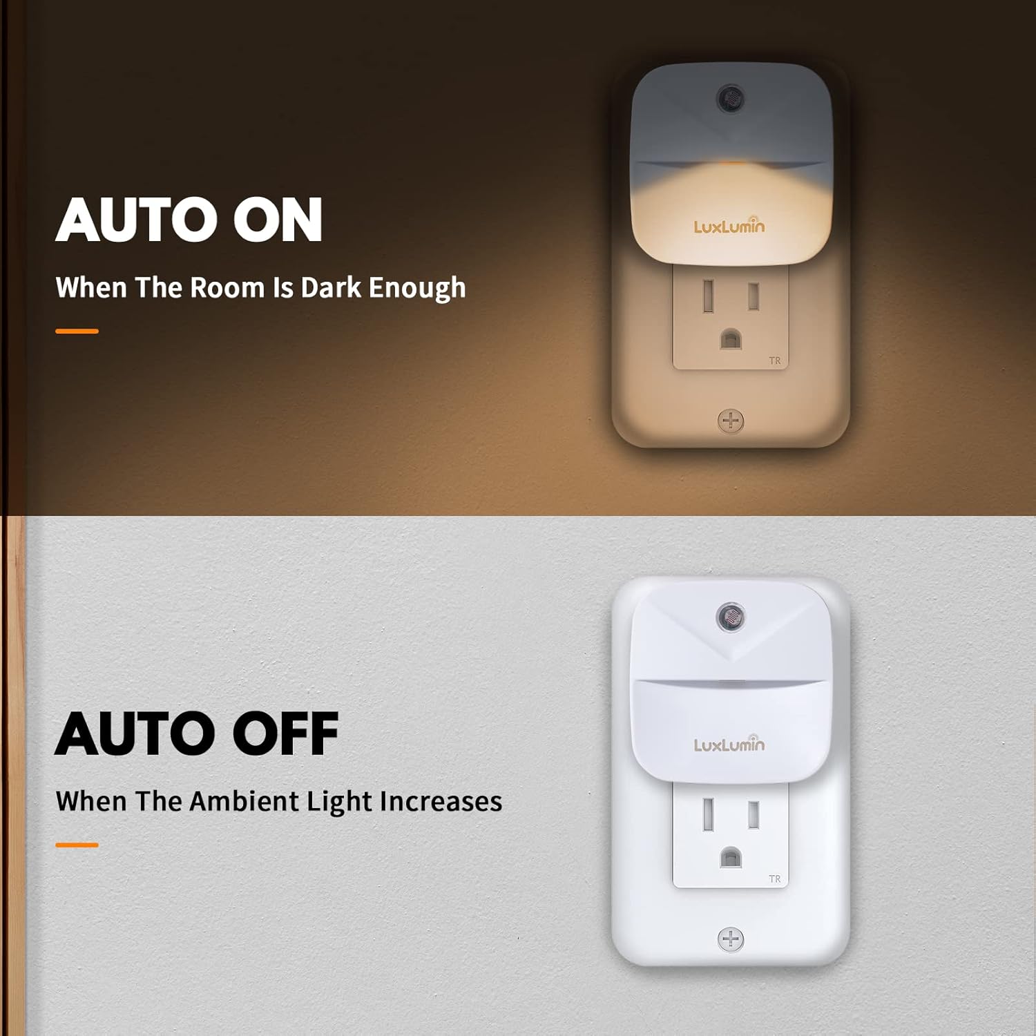 LED Night Light Plug into Wall with Smart Dusk to Dawn Sensor, Automatically Turn on and Off,Night Light for Kids,Bedroom,Bathroom,Stairs,Warm White, 4 Packs