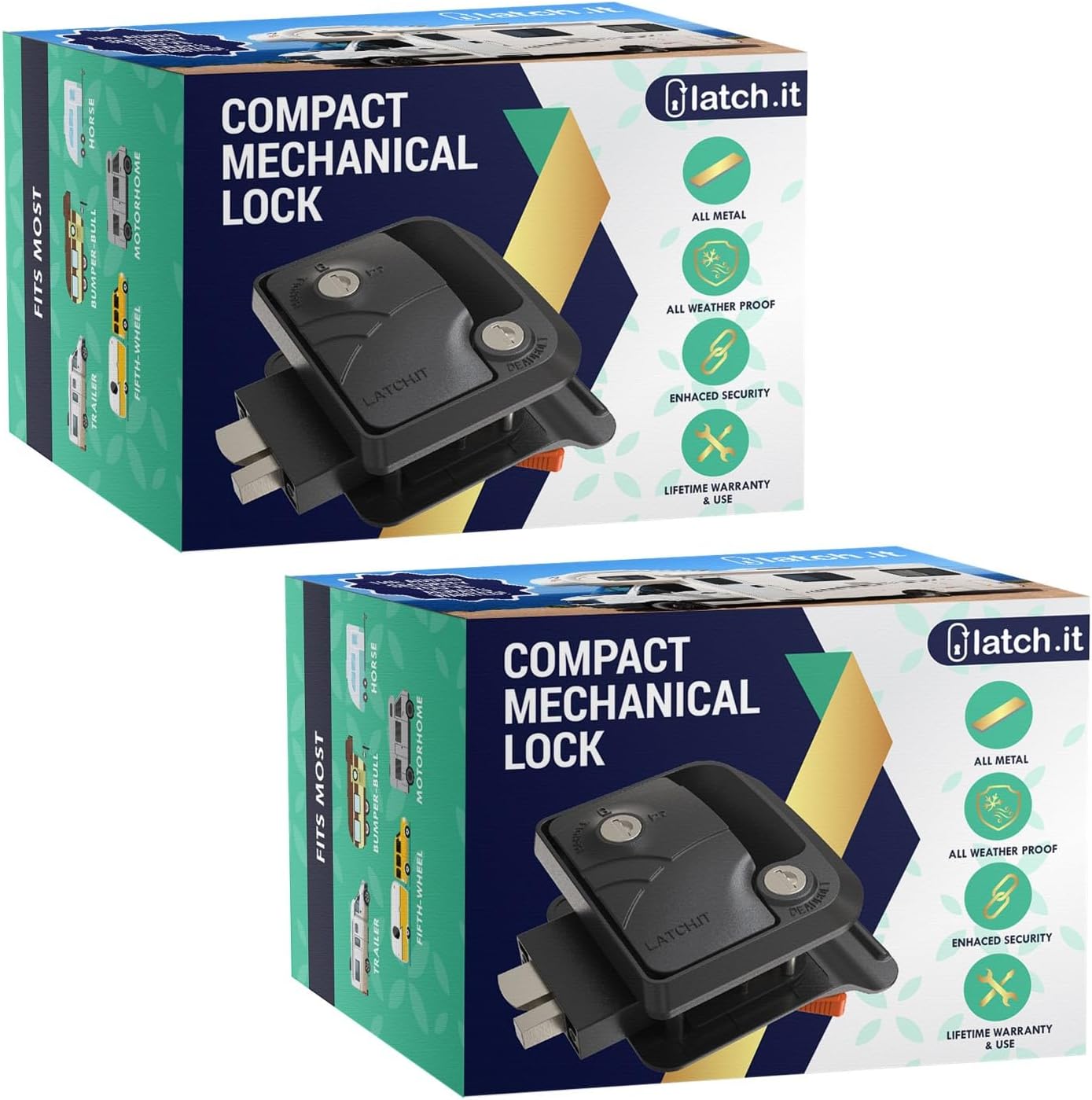 LATCH.IT Keyed-Alike Mini Mechanical Rv Door Latch Replacement | Rv Door Lock Replacement | 100% Metal Camper Latch | Rv Trailer Door Latch Only Fits 2.75" x 3.75" Door Lock Holes