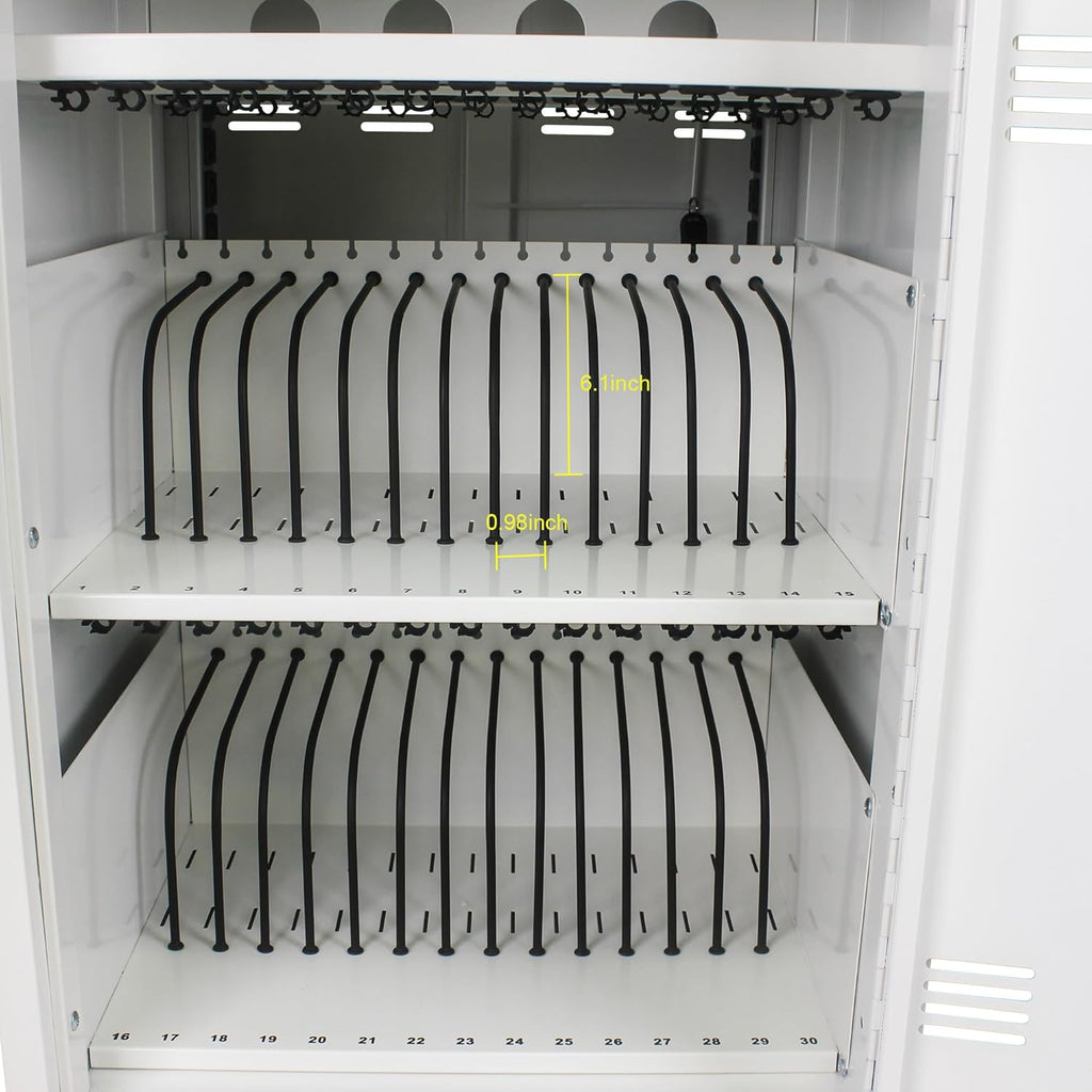 Laptop Charging Cart, 31+4 Charging Ports Laptop Storage Cart, 35-Bay Mobile Charging Cabinet for iPads up to 16.3", Chromebook Devices, Cord Management, Access Lock.School,Business.White