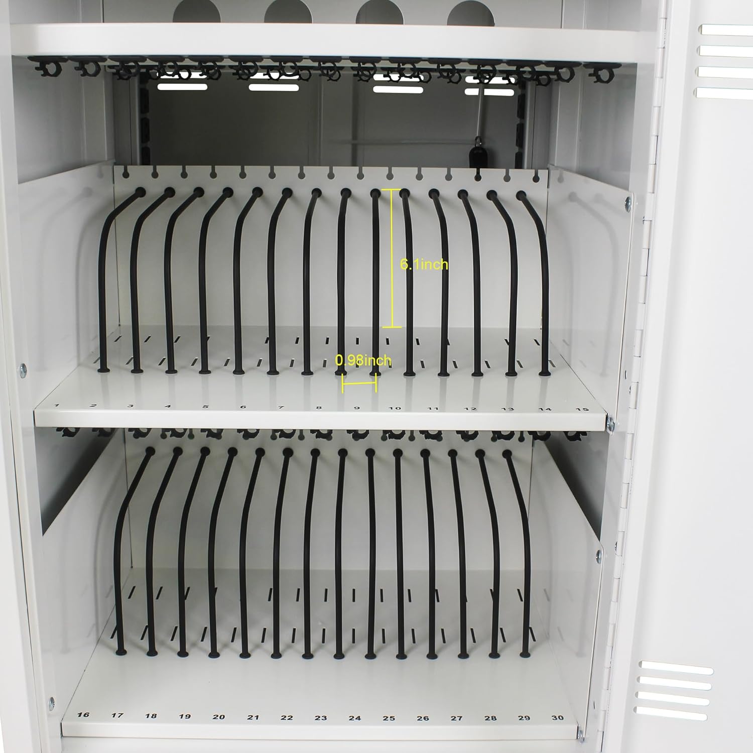Laptop Charging Cart, 32 Charging Ports Laptop Storage Cart, 30-Bay Mobile Charging Cabinet for iPads up to 16.3", Chromebook Devices, Cord Management, Access Lock.School,Business.White