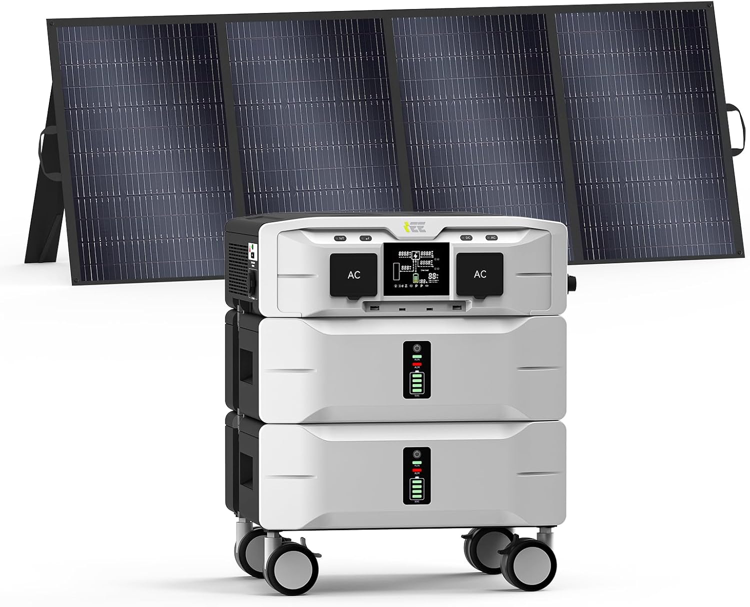 IEE 5120Wh Power Station with 400W Portable Panel, 120/240V 5000W AC Output(9000W Peak), Lifepo4 Home Battery Backup Expandable to 10kWh, Solar Generator for Home Use, Emergency, Camping, RV