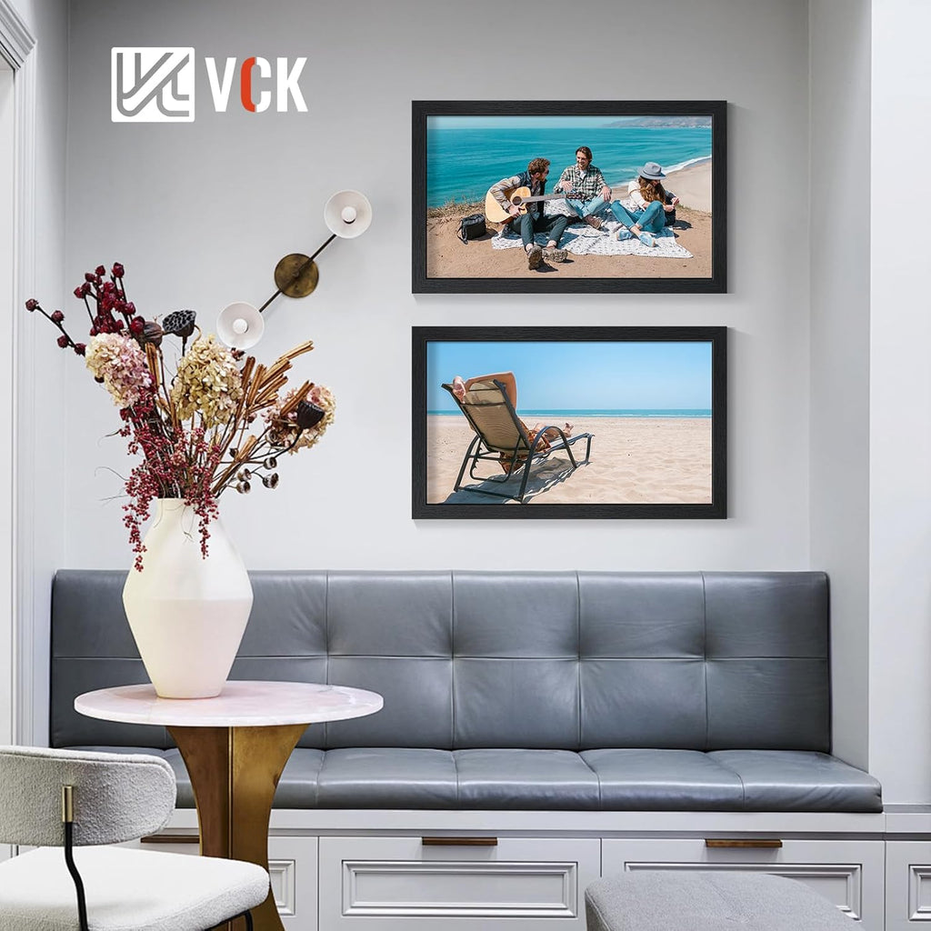 VCK 14x24 Picture Frames Black Set of 6, Wide Border Wood Poster Frame, Multi-Directional Display Family Photos, Office Prints, Studio/Gallery Artwork, Woodgrain Series, Wall Hanging
