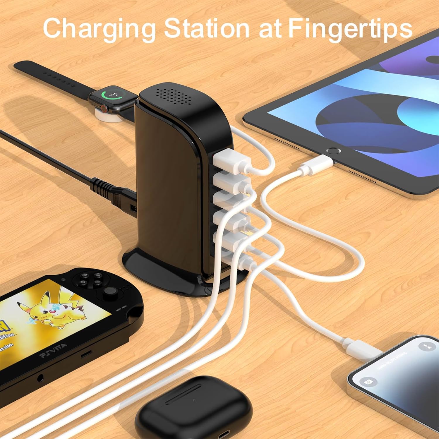 USB Charger Block with Type C, 6-Port Chargers for Multiple Devices, USB Charging Hub with Smart IC, Charger Station for Phone/Tablet/Gaming, Wall Charger Adapter Compact&Portable