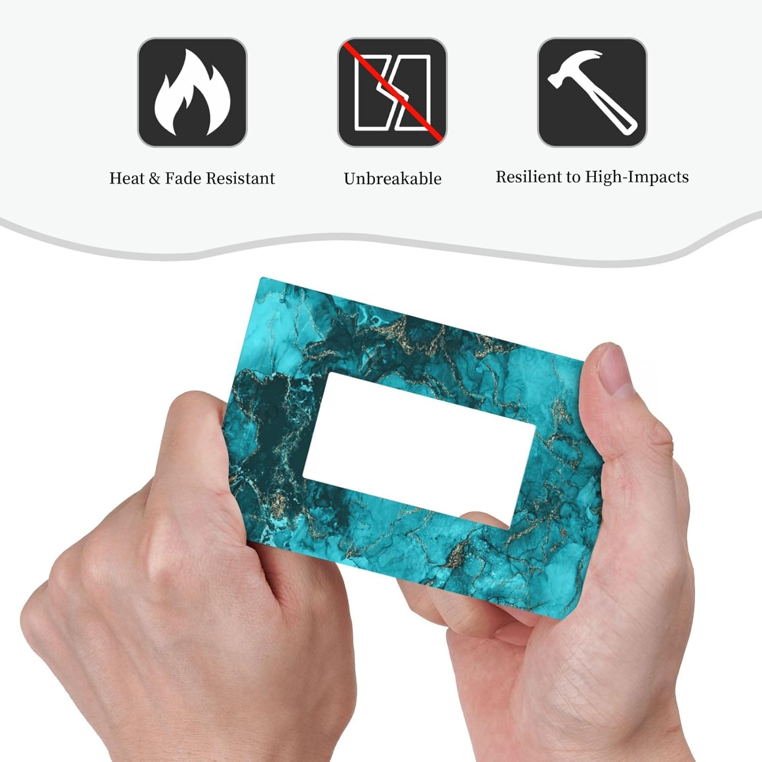 Decorative Outlet Covers Modern Abstract Turquoise Blue Marble Texture 1 Gang Rocker Light Switch Covers Single Decora GFCI Device Wall Plate for Bathroom Home Decor （2 Pack）