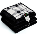 Heated Electric Blanket Full Size - 72"x84" Flannel Heating Blanket with 10 Heating Levels & 5 Time Settings Over-Heat Protection, Winter Warmer for Adults with ETL Certification（Black）