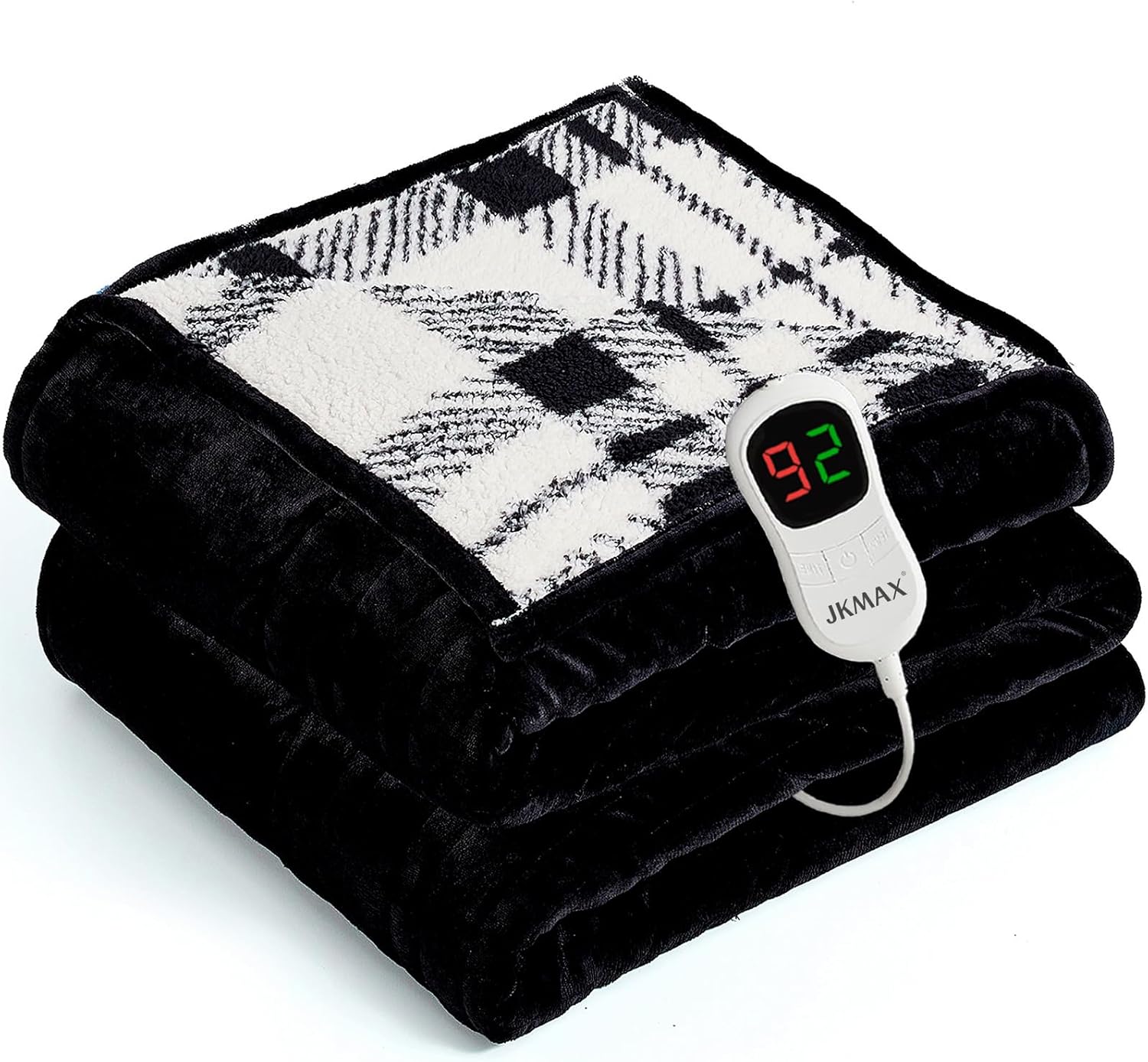 Heated Electric Blanket Full Size - 72"x84" Flannel Heating Blanket with 10 Heating Levels & 5 Time Settings Over-Heat Protection, Winter Warmer for Adults with ETL Certification（Black）