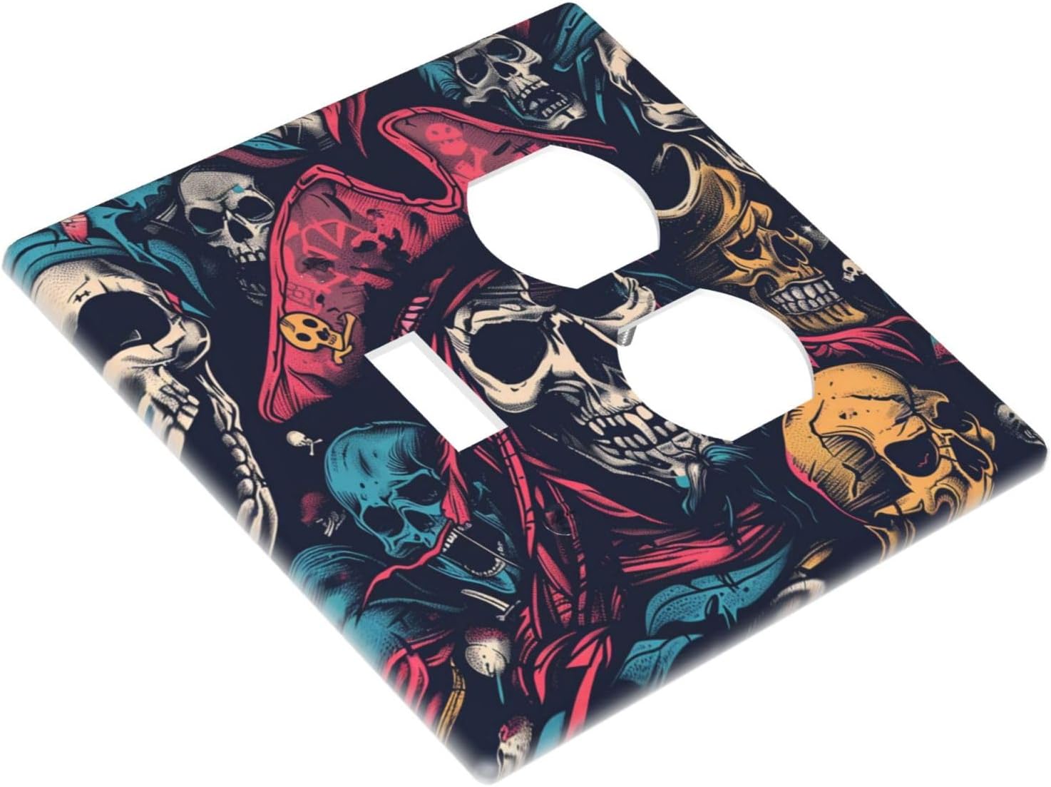 Wallplates Pirate Colourful Skeleton Red Hat 1 Toggle 1 Duplex Switch Plate Electrical Gfci Faceplate Decorative Light Switch Covers For Farmhouse Cabin Decor