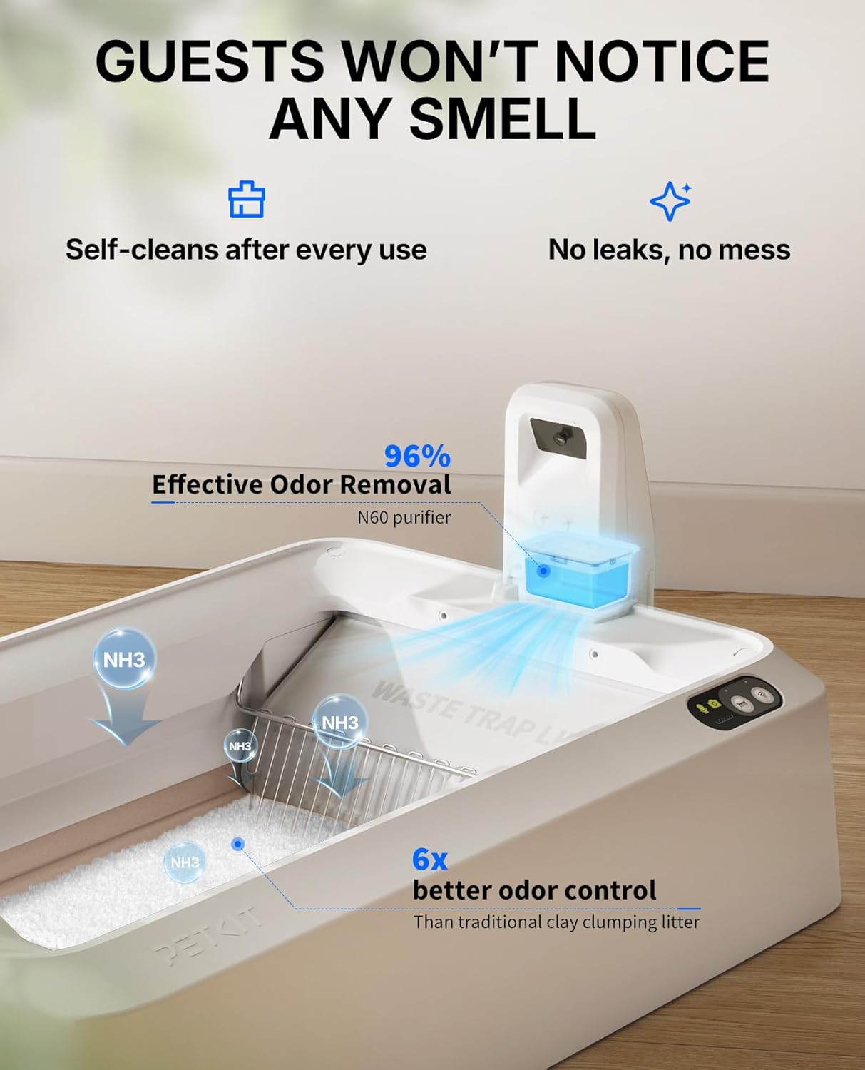 PETKIT Open-Top & AI Camera Self Cleaning Cat Litter Box, Urinary Health Monitor Automatic Cat Litter Box, Smart Robot with 2-Way Raking/5G WiFi/Safety Sensors/Odor Control for Multiple Cats (White)