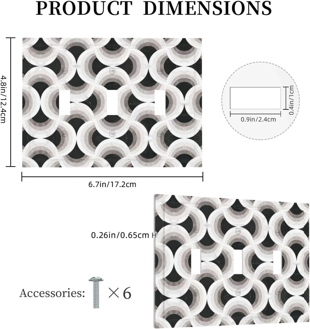 Abstract Art Marble 3 Gang Triple Toggle Decorative Light Switch Covers Electrical Faceplate Switch Plates for Bathroom Kitchen Home