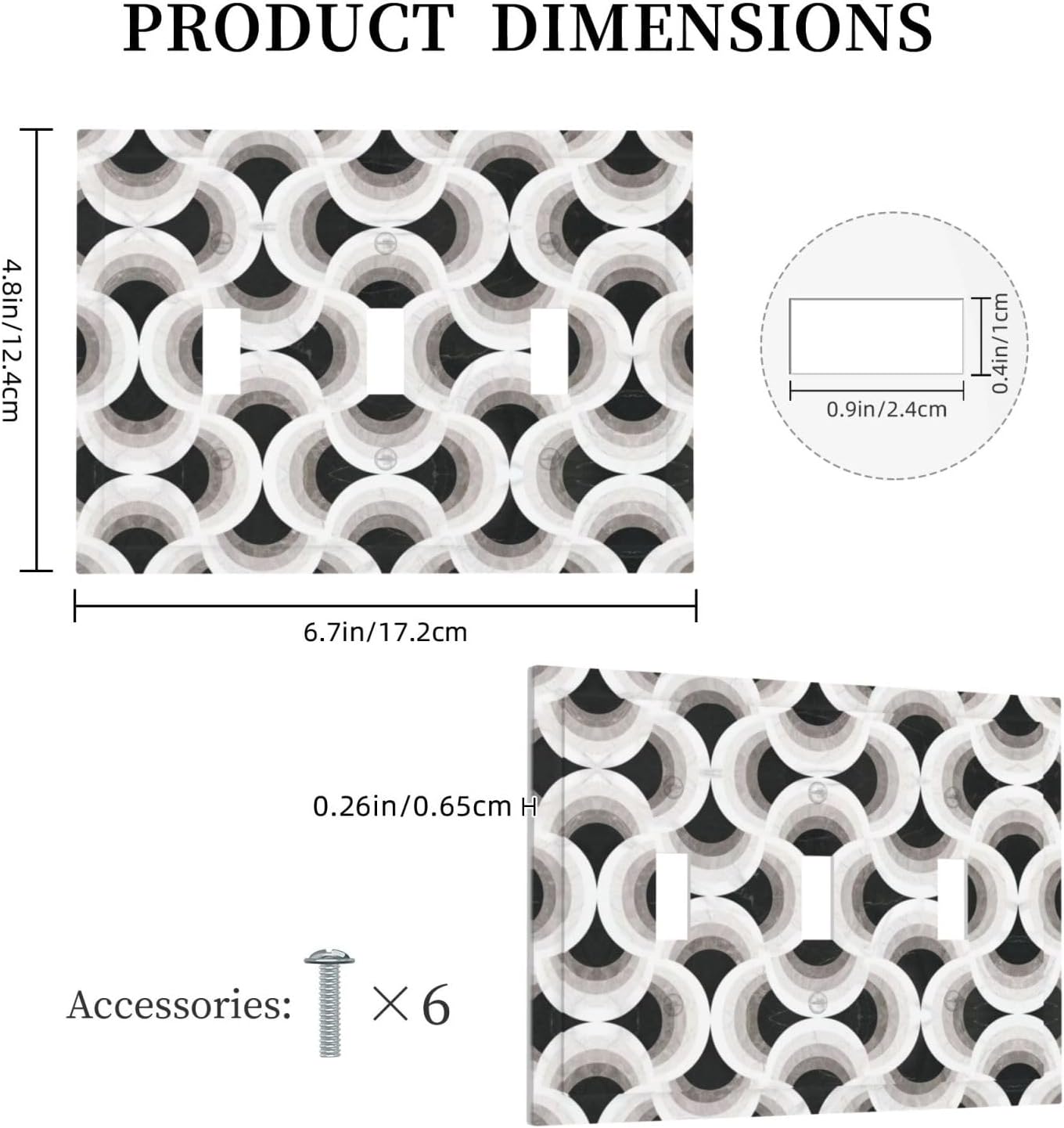 Abstract Art Marble 3 Gang Triple Toggle Decorative Light Switch Covers Electrical Faceplate Switch Plates for Bathroom Kitchen Home