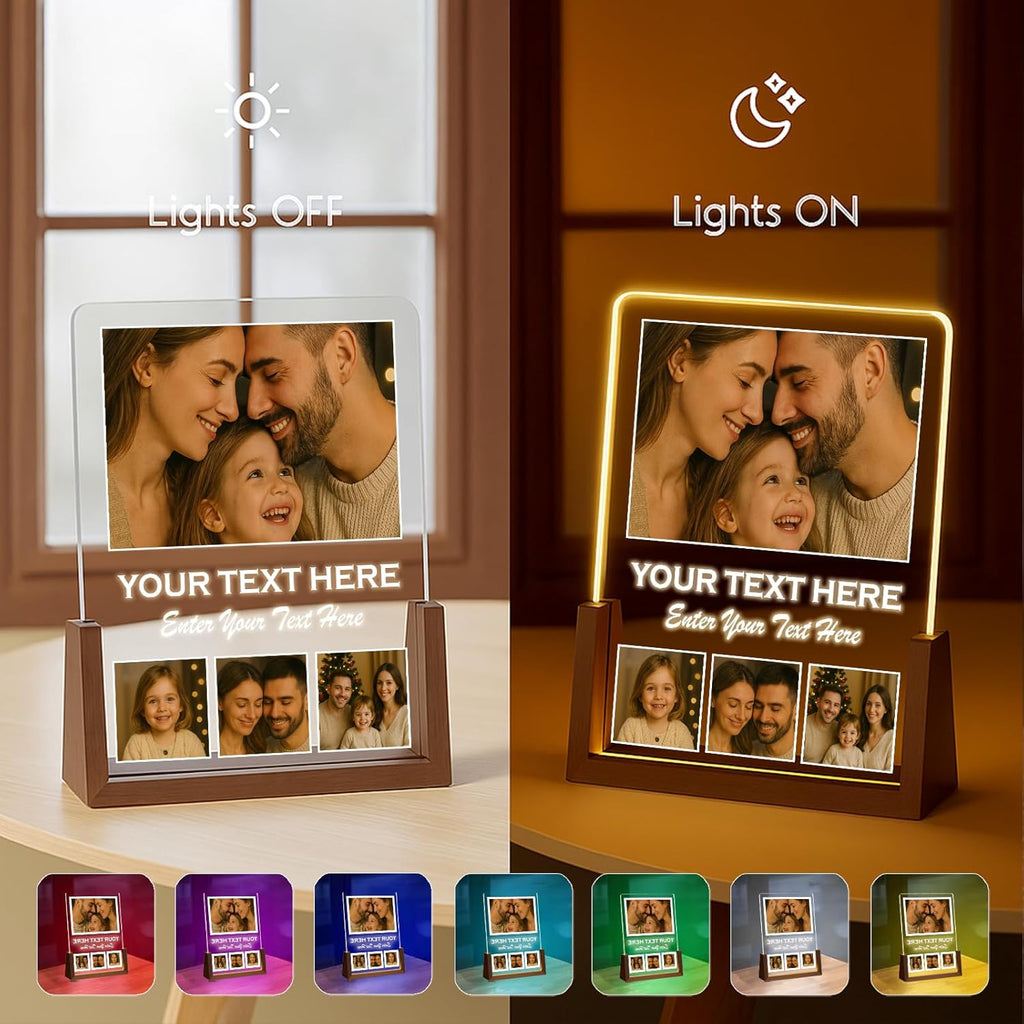 LOUISMIAA Customized Picture Frames with Night Light,Decorative Plaque Anniversary Birthday Mother’s Day Father’s Day Valentine’s Personalized Gifts Same Day Shipping