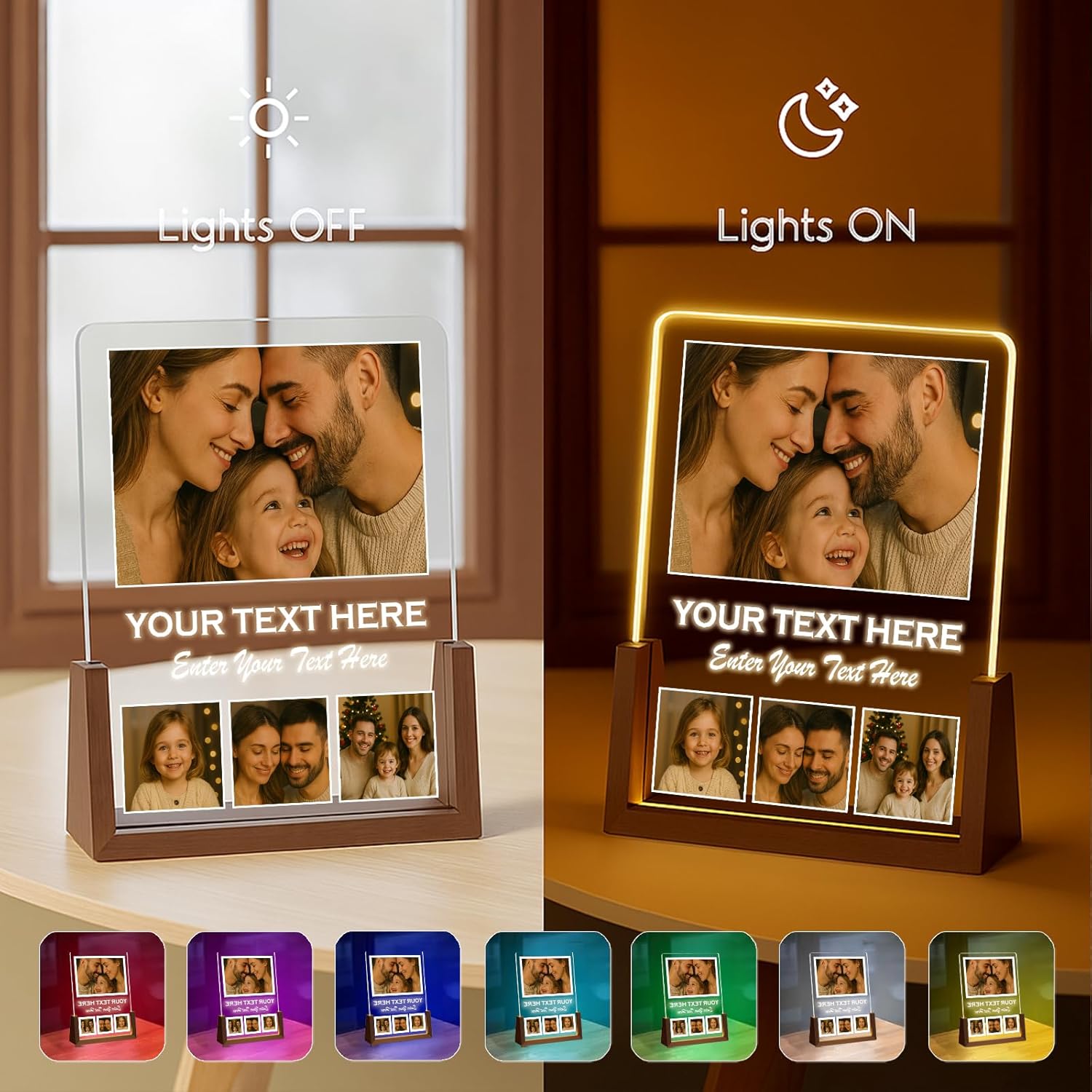 LOUISMIAA Customized Picture Frames with Night Light,Decorative Plaque Anniversary Birthday Mother’s Day Father’s Day Valentine’s Personalized Gifts Same Day Shipping