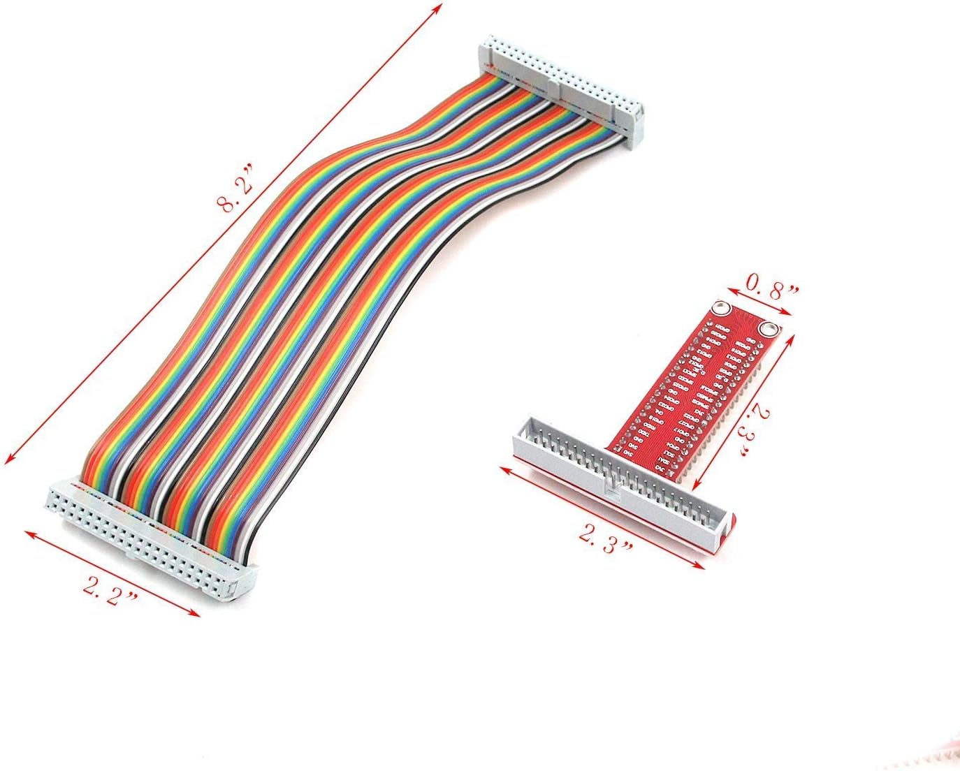 Quluxe 4 Set Flat Ribbon Cable RPi GPIO Breakout Expansion Board with Ribbon Cable Assembled T Type GPIO Adapter FC40 40Pin for Raspberry Pi B+ Kit