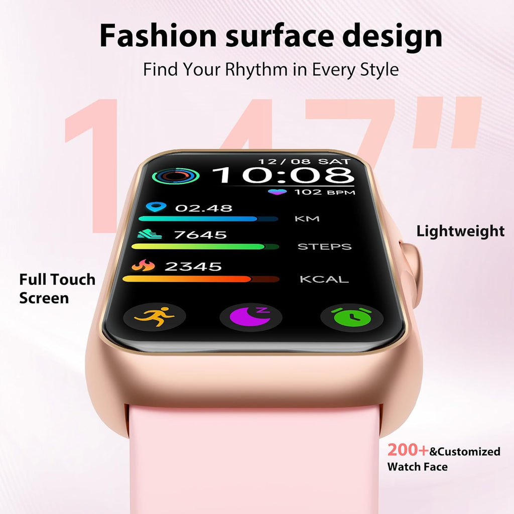 Fitness Tracker with 24/7 Continuous Heart Rate, Blood Oxygen Monitor, Smart Watch with Sleep Monitor, IP68 Waterproof Activity Tracker Step Counter for Women Men (Pink)