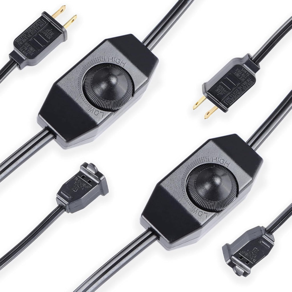 4PCS Lamp Dimmer Switch Extension Cord Plug in Dimmer,Rotary Control for 150 Watt Dimmable Lights,Christmas Village Houses Lights Cord,Salt Light,6 ft Cord