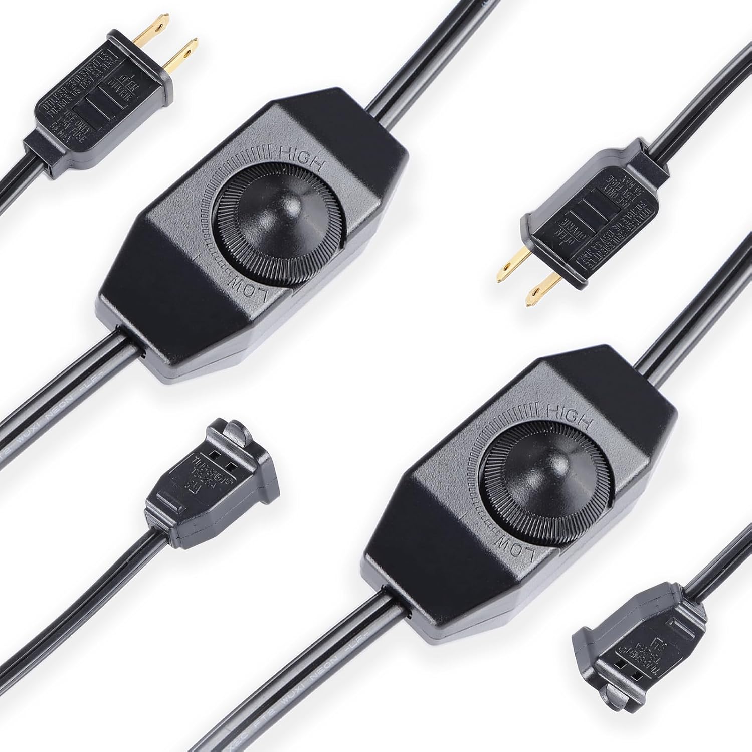 4PCS Lamp Dimmer Switch Extension Cord Plug in Dimmer,Rotary Control for 150 Watt Dimmable Lights,Christmas Village Houses Lights Cord,Salt Light,6 ft Cord