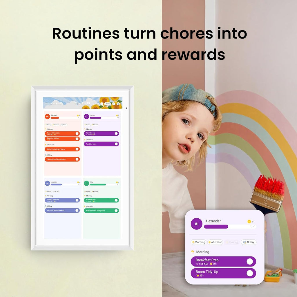ApoloSign Digital Calendar: Electronic Calendar, Smart Touchscreen Interactive Display for Chore Chart, Family Schedules Planner, Supports All Apps via Google Play (White, 15.6-inch)