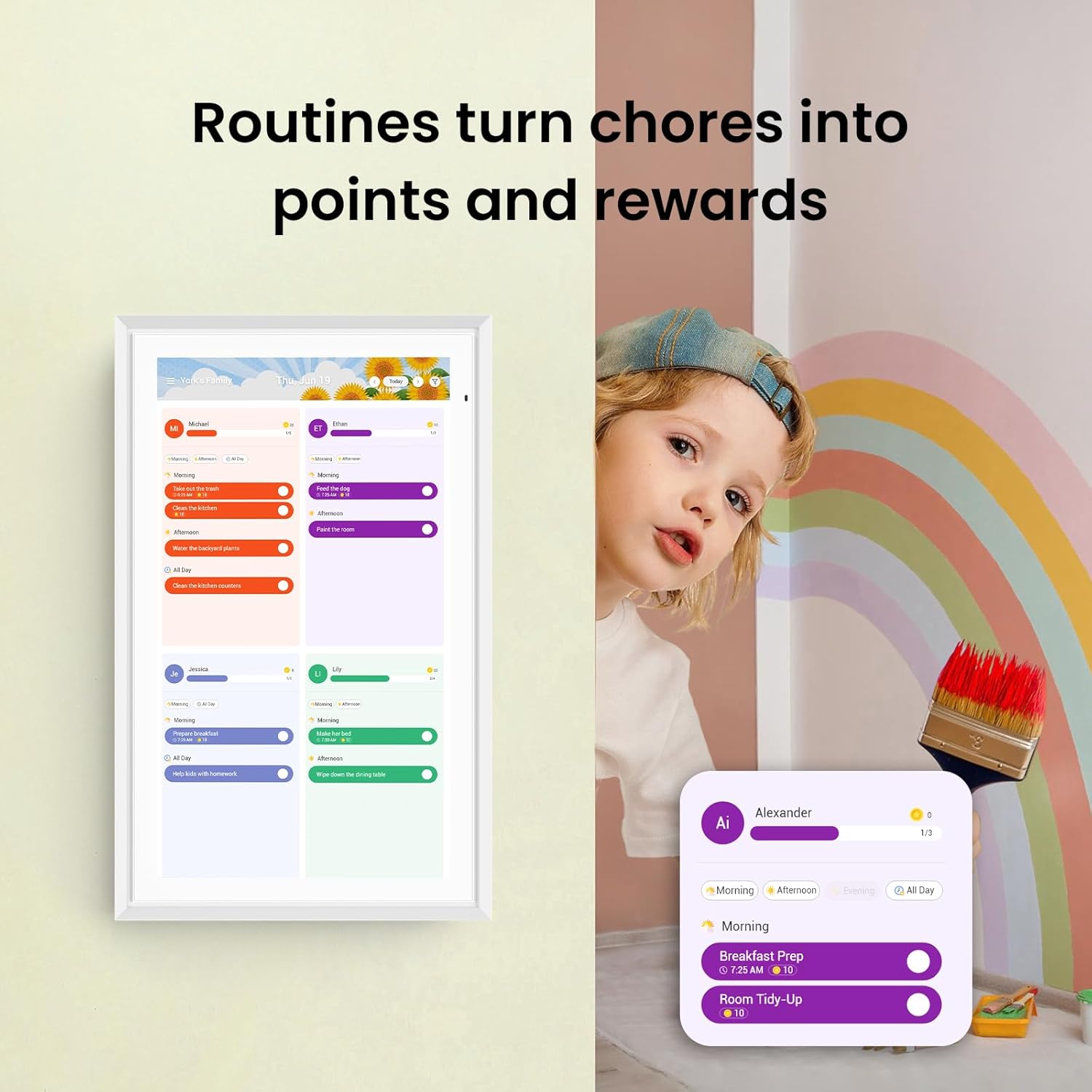 ApoloSign Digital Calendar: Electronic Calendar, Smart Touchscreen Interactive Display for Chore Chart, Family Schedules Planner, Supports All Apps via Google Play (White, 15.6-inch)