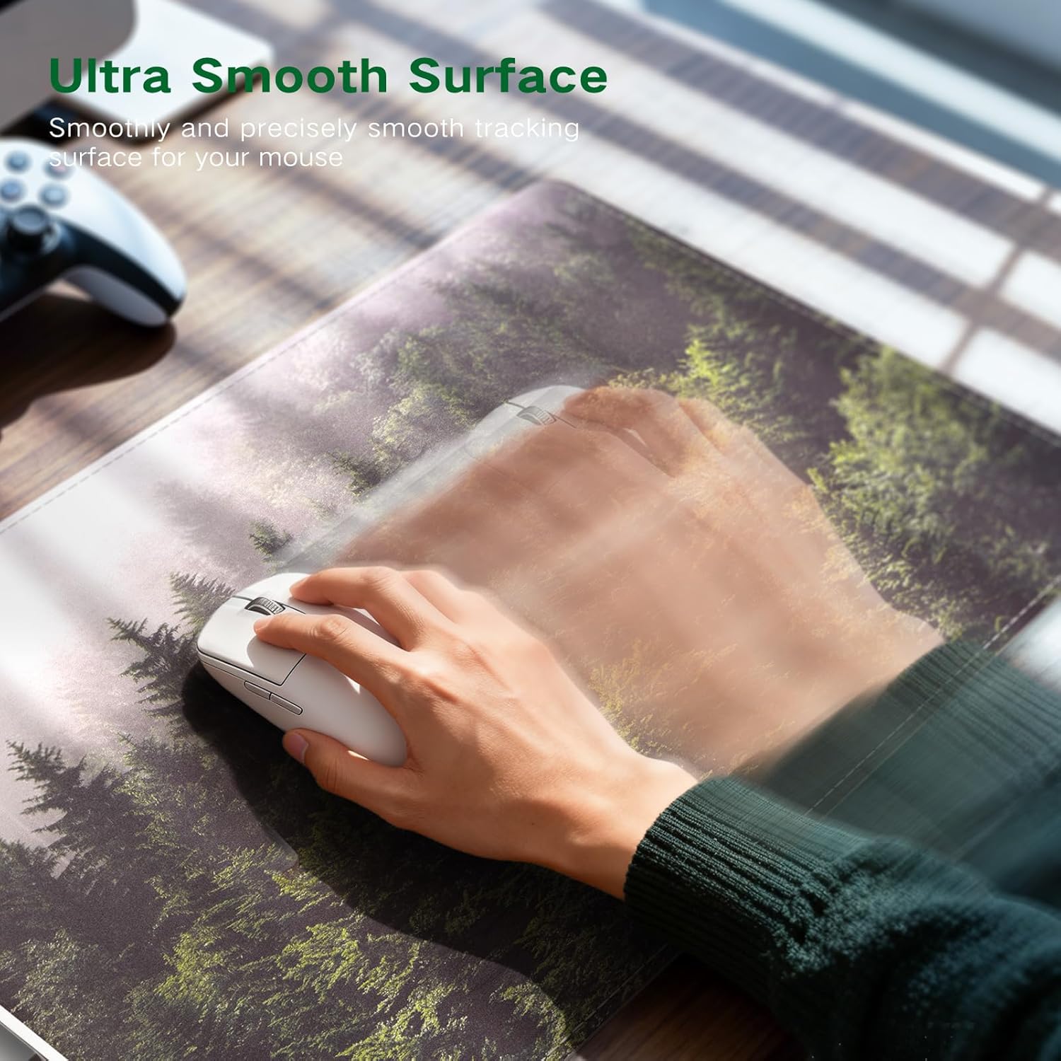 iCasso Heated Mouse Pad Hand Warmer, XXL Aesthetic Heated Desk Pad, 35.4" x 15.7" Large Mouse Pad with 4 Heating Levels for Computer Keyboard, Large Mousepad for Home Office Work (Forest)
