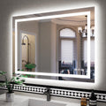 ISKM 40'' x 30'' LED Mirror for Bathroom Lighted Vanity Mirror for Wall Front Lights + Backlit LED Bathroom Mirror Anti-Fog Tempered Glass ETL Listed