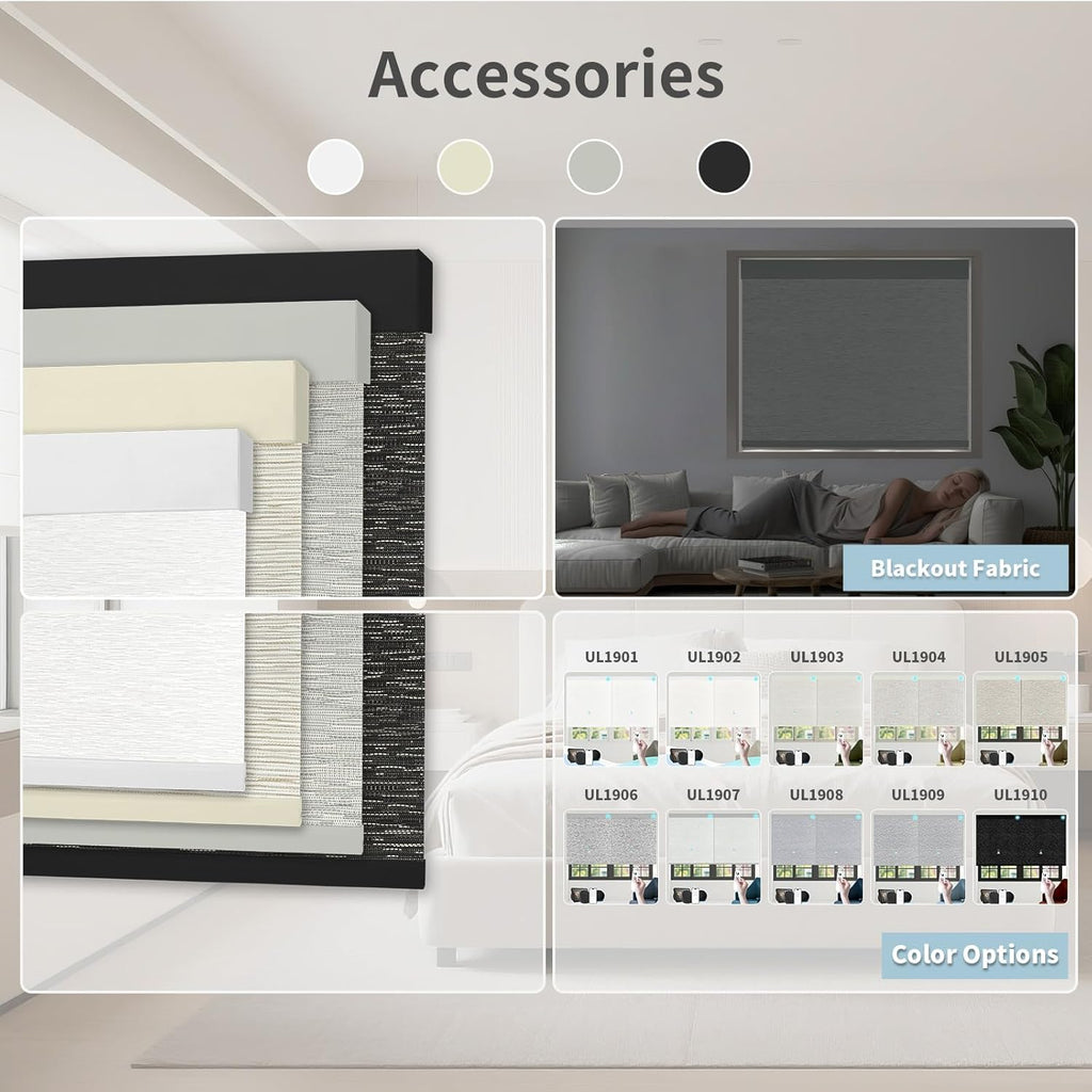 Motorized Blinds with Remote Custom Size Blackout Smart Roller Shades Compatible with Alexa Google, Electric Blinds for Windows