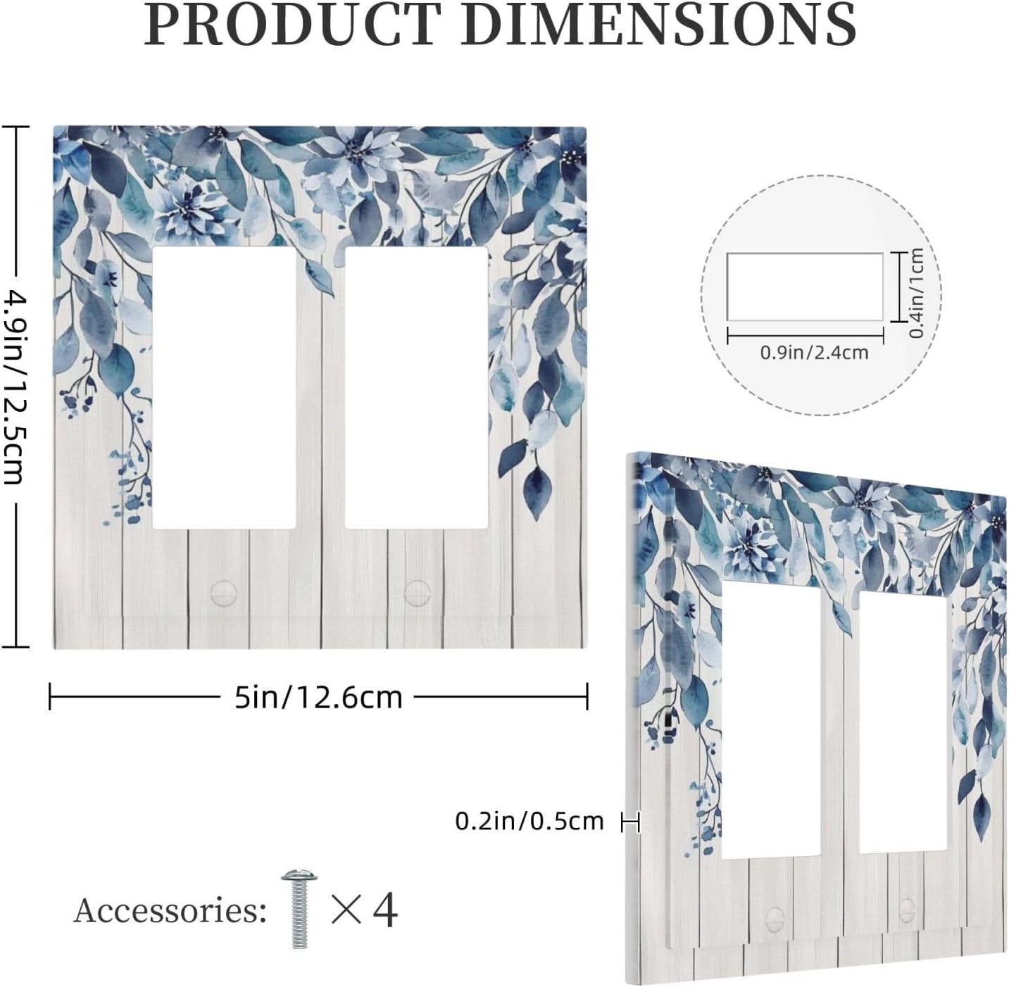 Eucalyptus Rustic Watercolor Plant Decorative Outlet Covers 2 Gang Double Gfci Rocker Electrical Wall Panels Light Switch Cover Plate For Farmhouse Home Decor