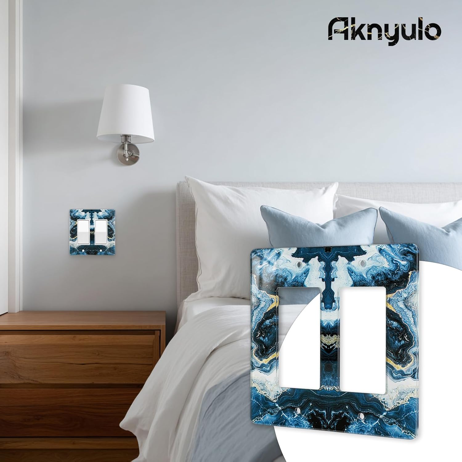 Luxurious Blue and Gold Marble Luxurious Blue and Gold Marble Acrylic Decorative Wall Plate Switch Plate Outlet Cover