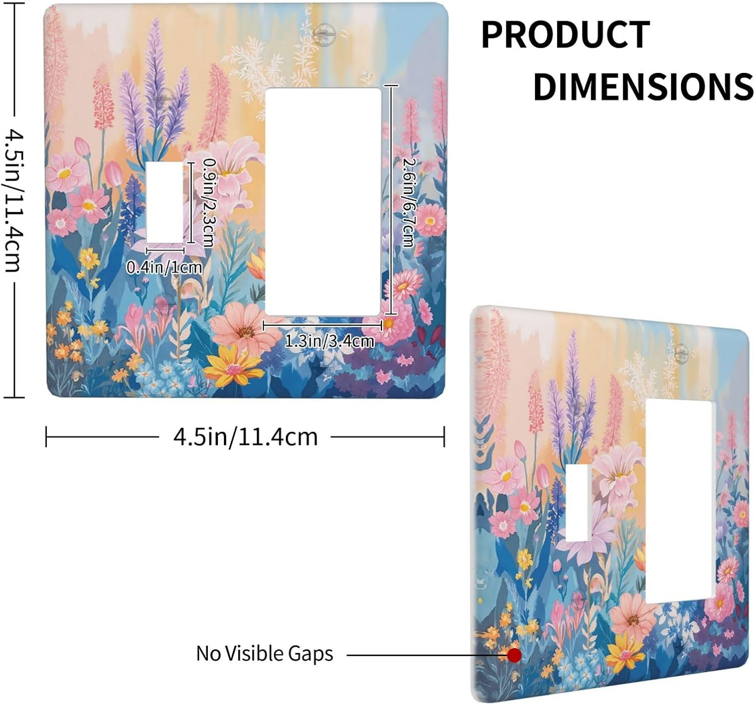 Outlet Covers Colorful Watercolor Flowers Wildflower Plants 1 Toggle 1 Rocker Combo Light Switch Cover Plate Decorative Switch Plate Covers Electrical Wall Plate for Bathroom Home Decor
