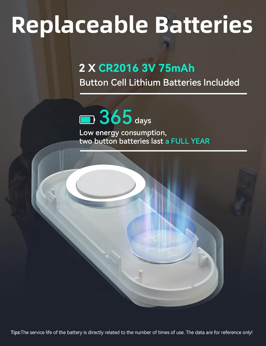 AIDA Lighted Wireless Doorbell for Home, Waterproof Battery Doorbell 1,000ft Range, 5 Volume Levels with 58 Doorbell Chimes & LED Flash (White, Doorbell with 1 Button & 2 Receiver)