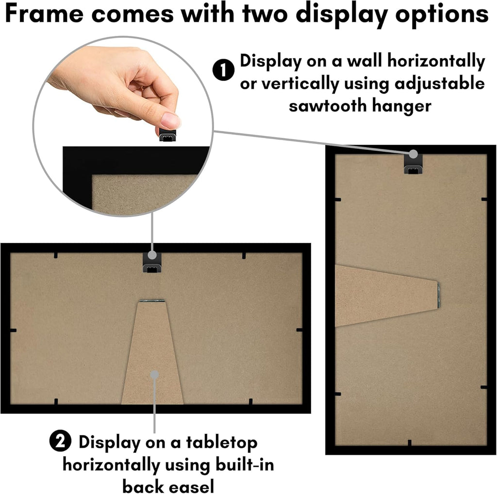 Americanflat 6x12 Picture Frame with Shatter-Resistant Glass - Signature Collection - Gallery-Style Frames Made of Engineered Wood - Photo Frame for Tabletop and Wall Display - Black