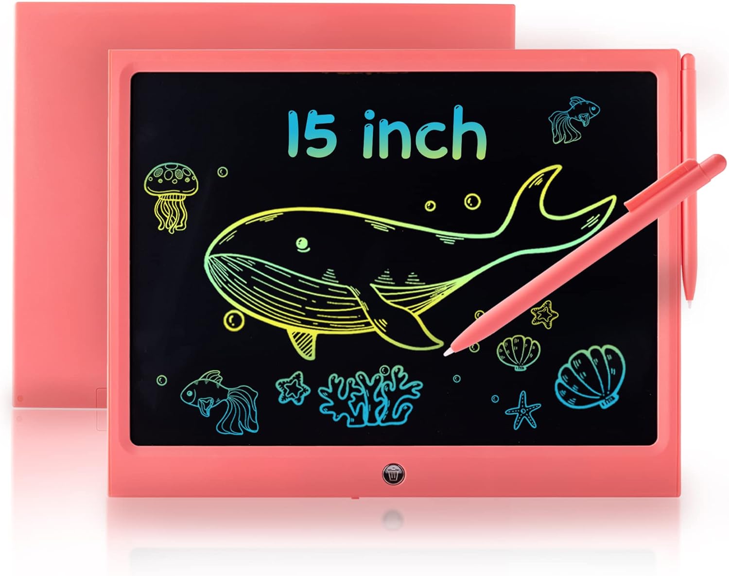 LCD Writing Tablet for Kids, 15 Inch Colorful Electronic Doodle Board, Educational Learning Kids Drawing Tablet Toys, Christmas Birthday Gift for 3 4 5 6 7 8 9 Year Old Girls Boy