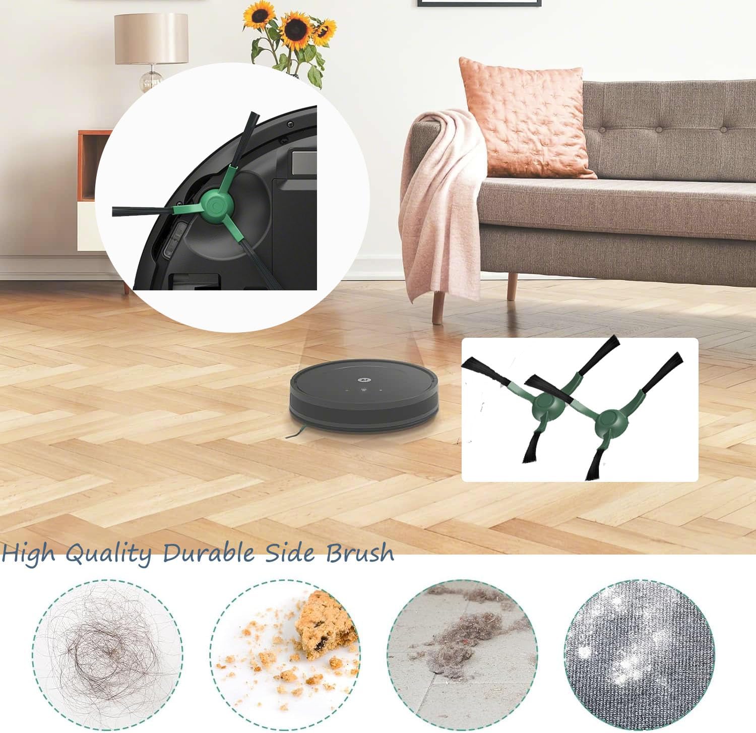 14 Pack Accessories Kit for iRobot Roomba Essential Series Q052-Vac2 105 Q0120 Y0140 Y0110 Q011 Robot Vacuum Cleaner,2 Roller Brush＆8 Side Brushes＆4 Hepa Filters (14 Packs)