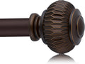 Bronze Curtain Rods for Windows 28 to 48 Inches, 6/8 Inch Adjustable Heavy Duty, Lantern Ball Finials, Window Treatment Single Rod Set