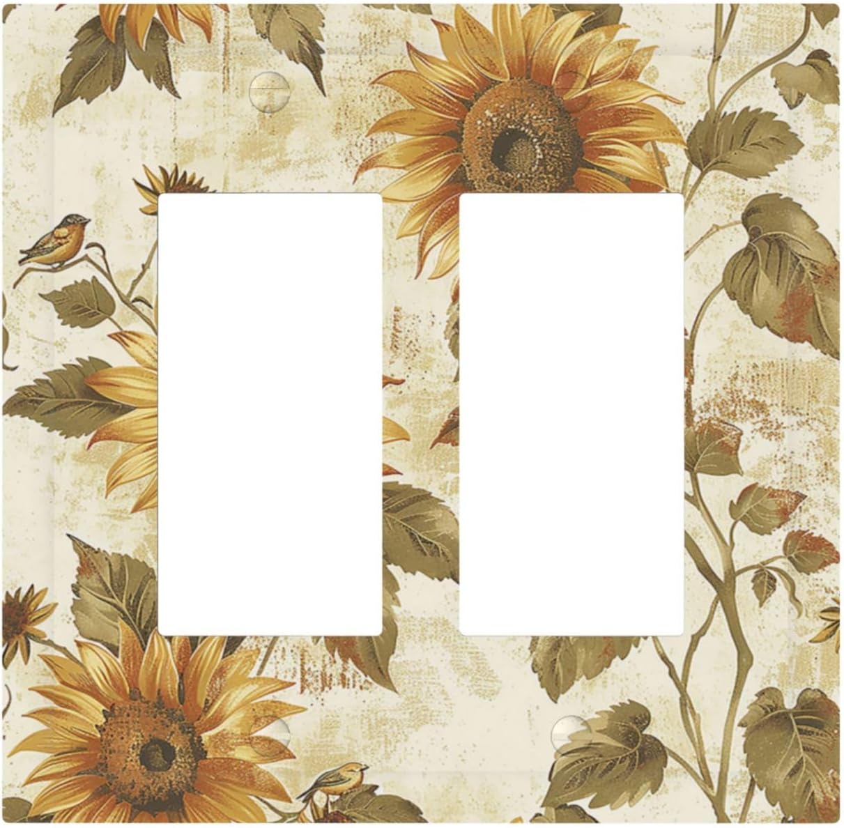 Decorative Outlet Covers Rustic Sunflower Floral Pattern 2 Gang Double GFCI Rocker Electrical Wall Panels Light Switch Cover Plate for Bedroom Cabin Decor