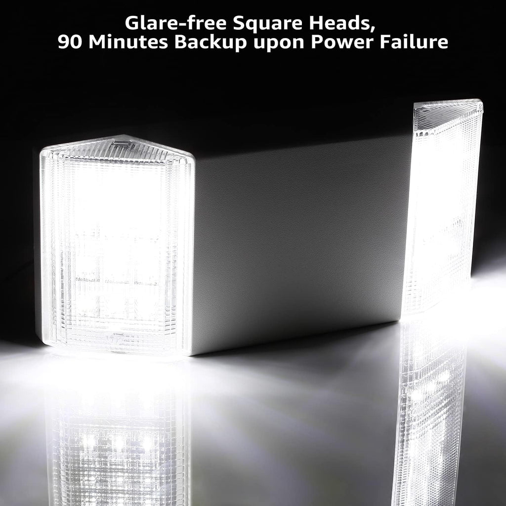 TORCHSTAR LED Emergency Lighting, Commercial Emergency Lights with Battery Backup, UL Listed, Two Square Heads, AC 120/277V, Hardwired Emergency Exit Light Fixtures for Business, Pack of 2