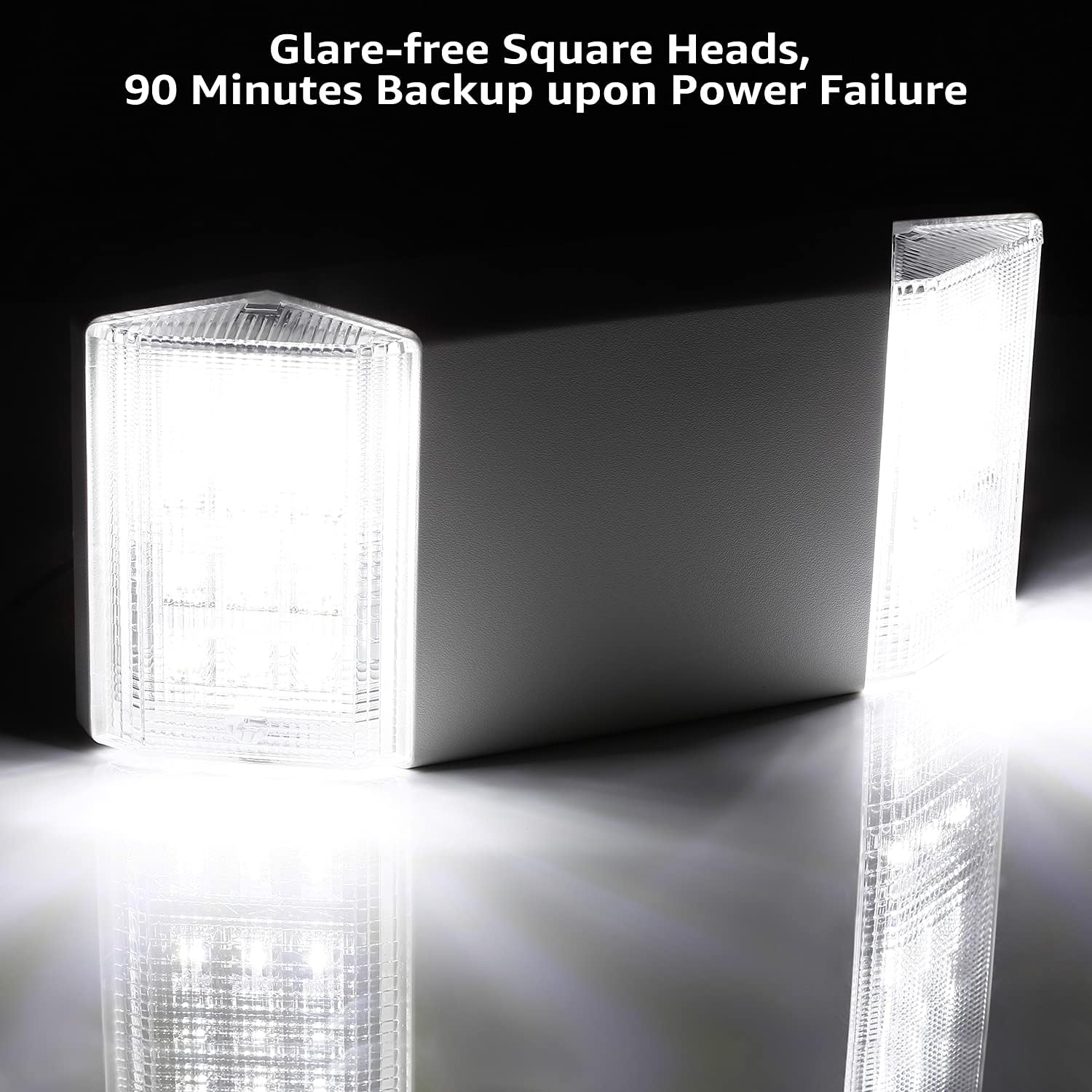 TORCHSTAR LED Emergency Lighting, Commercial Emergency Lights with Battery Backup, UL Listed, Two Square Heads, AC 120/277V, Hardwired Emergency Exit Light Fixtures for Business, Pack of 2