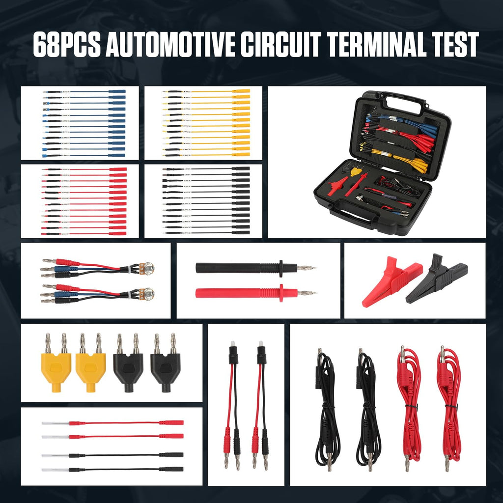 68 PCS Automotive Circuit Test Lead Kit,Multimeter Test Leads Set,Electrical Breakout Leads Automotive Kit, OBD2 Breakout Box OBDII Protocol Detector for Professional Automotive Diagnostics